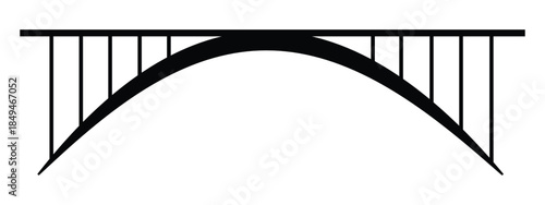 Black Silhouette Vector Collection of Six Bridge Types – Suspension, Arch, Cable-Stayed, Truss, and Beam Engineering Icons