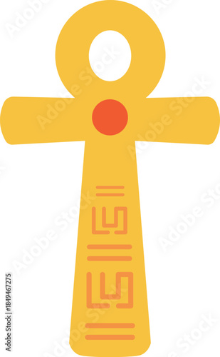 The Ankh symbol, an ancient Egyptian icon representing eternal life, set against a clean white background with intricate hieroglyphics, evoking a sense of mysticism and cultural heritage.