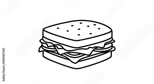 Simple Sandwich Outline Illustration Delicious Food Minimalist Drawing Quick Meal Icon Vector Art