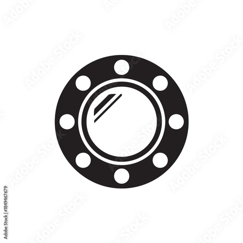 Black Porthole Icon Isolated on White Background Vector