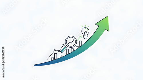 Illustrating business growth and strategic analysis with innovative ideas
