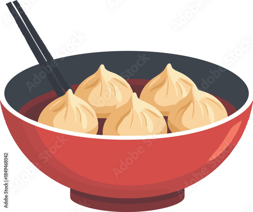 Bowl of dumplings with chopsticks
