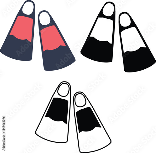 Swim fins icon. Rubber swim fins sign. flat style.