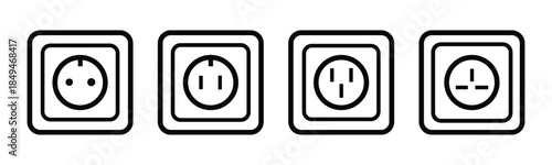 socket icon vector set