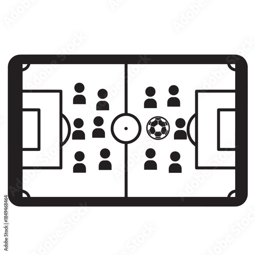 Soccer Formation Diagram Black and White Tactical Board Vector Illustration