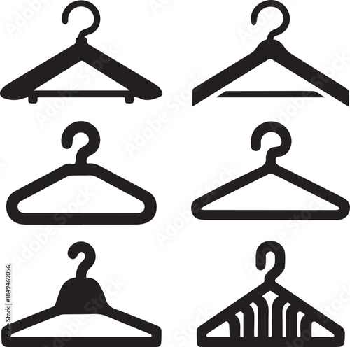 Clothes Hanger Icon, Hanger Silhouette Vector Black and White
