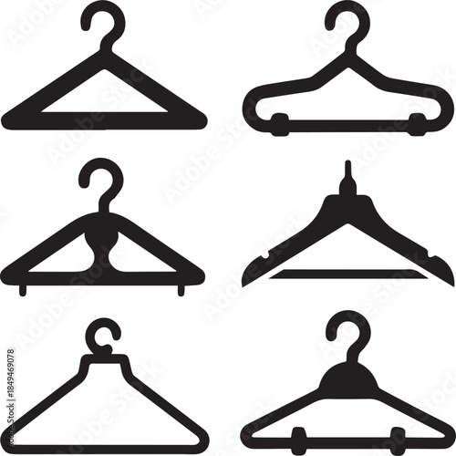 Clothes Hanger Icon, Hanger Silhouette Vector Black and White