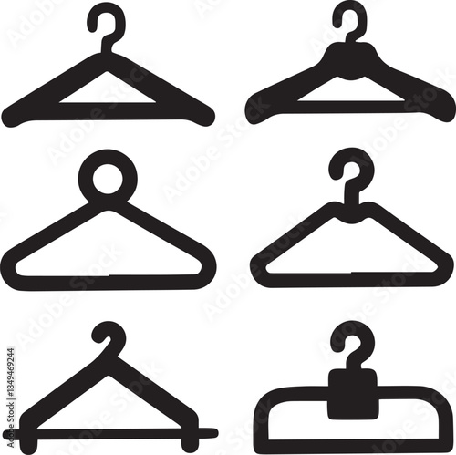 Clothes Hanger Icon, Hanger Silhouette Vector Black and White