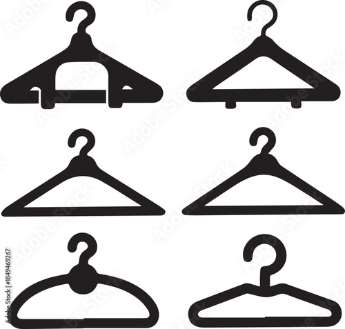 Clothes Hanger Icon, Hanger Silhouette Vector Black and White