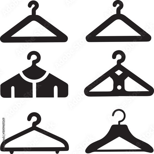Clothes Hanger Icon, Hanger Silhouette Vector Black and White