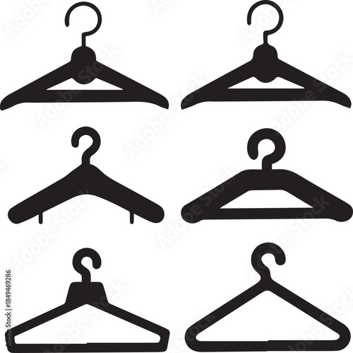 Clothes Hanger Icon, Hanger Silhouette Vector Black and White