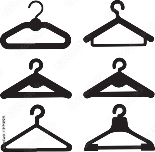 Clothes Hanger Icon, Hanger Silhouette Vector Black and White