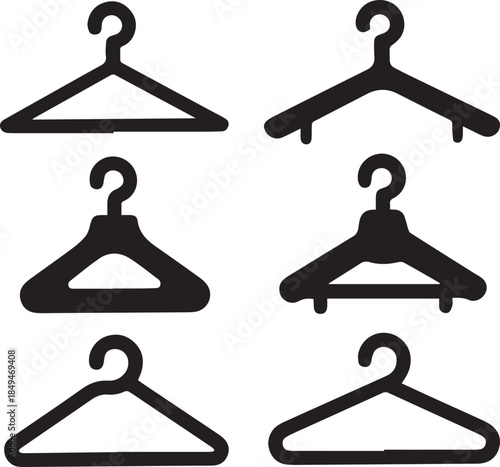 Clothes Hanger Icon, Hanger Silhouette Vector Black and White