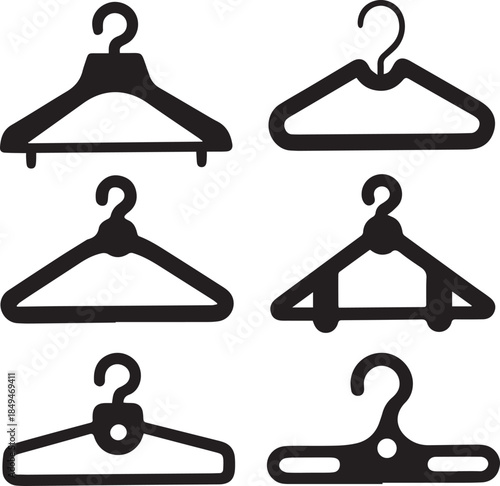 Clothes Hanger Icon, Hanger Silhouette Vector Black and White