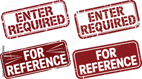 Distressed Red Rubber Stamps Enter Required and For Reference