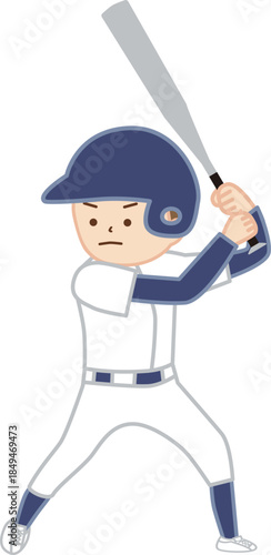 バットを持ち野球をする男の子