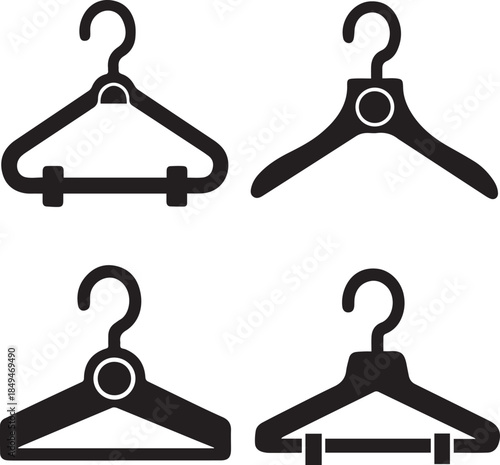 Clothes Hanger Icon, Hanger Silhouette Vector Black and White