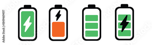 battery icon set. charge vector set