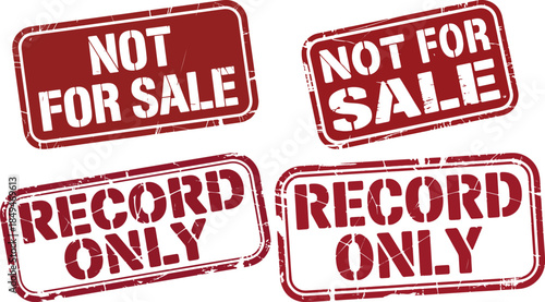 Not for Sale & Record Only Stamp Set – Red Distressed Labels for Media Restrictions and Archival Classification