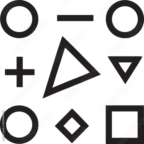  geometric shapes on white background