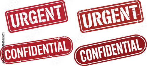 Urgent & Confidential Stamp Set – Red Rubber Labels for Sensitive Documents and High-Priority Communication