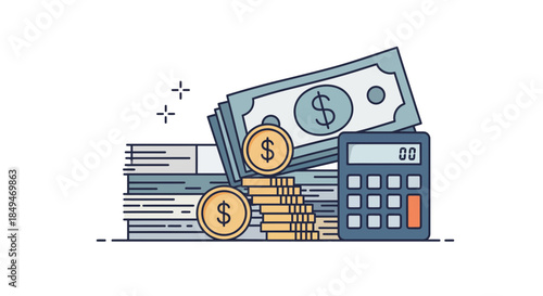 Financial planning and investment with money and calculator