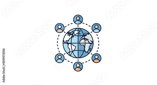 Global connections and teamwork concept with people around the world