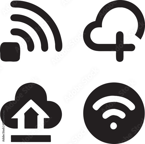 Cloud computing and wi fi symbols