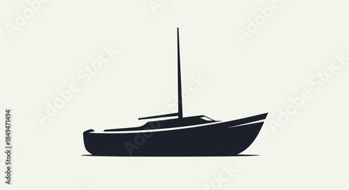 Minimalist Silhouette of a Sailboat on a Calm Sea.
