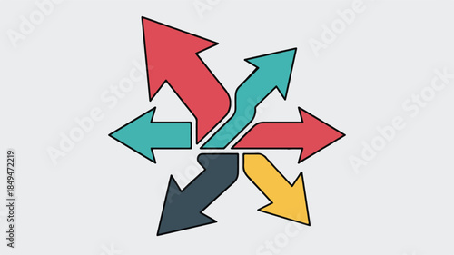Abstract directional arrows radiating outward vector