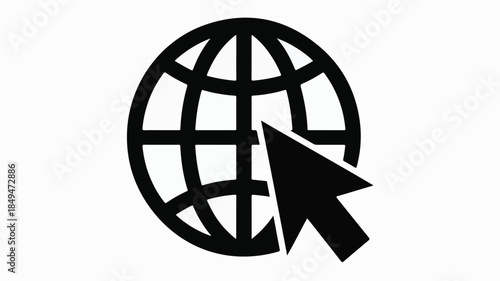 Globe cursor icon black white