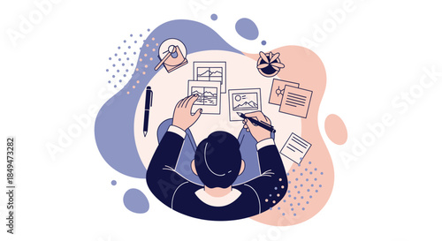 Person Working on Documents with Pen.