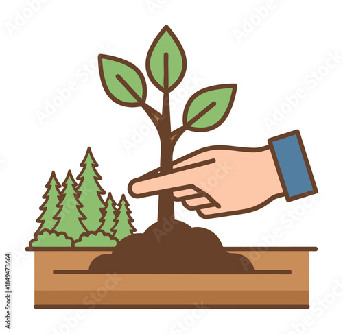 Tree Planting Forest Vector Icon Design