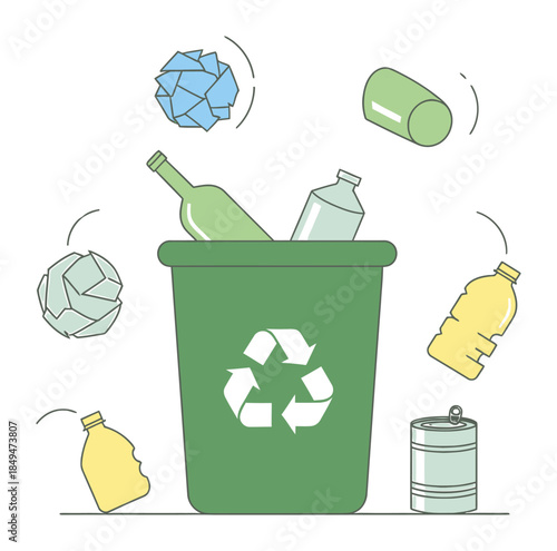 Minimalist Recycling Waste Management Vector Illustration