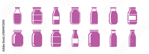 Bottle symbol. Milk bottle symbol. Set of milk jar symbols
