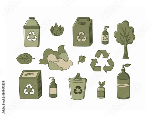 Hand-Drawn Recycling Waste Management Vector Illustration