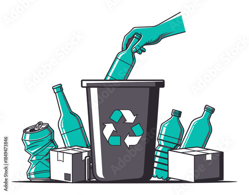 Recycling Waste Management Duotone Vector Illustration
