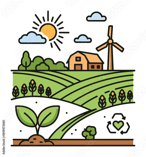 Organic Farming Agriculture Vector Icon