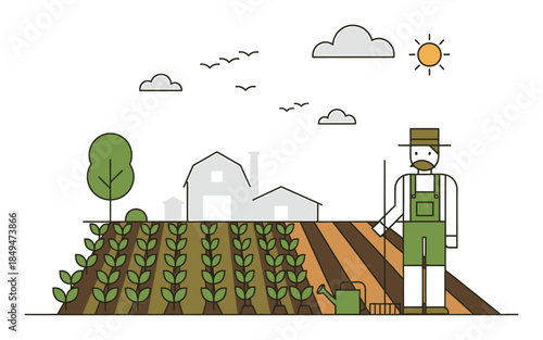 Organic Farming Agriculture Minimalist Vector Illustration