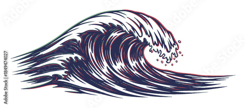 Ocean Wave Marine Duotone Vector Illustration