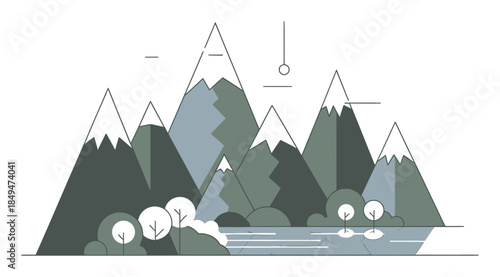 Minimalist Mountain Landscape Vector Illustration