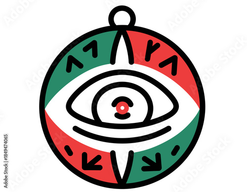 eye symbol logo with red green and white colors