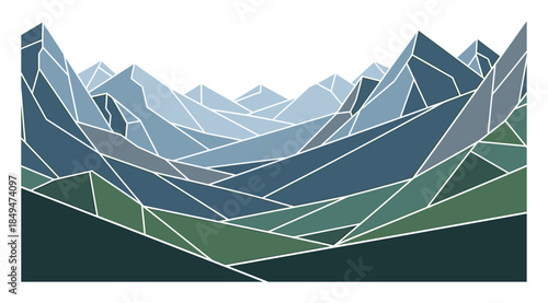Geometric Mountain Landscape Vector Illustration