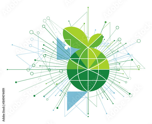 Geometric Carbon Footprint Reduction Vector Illustration