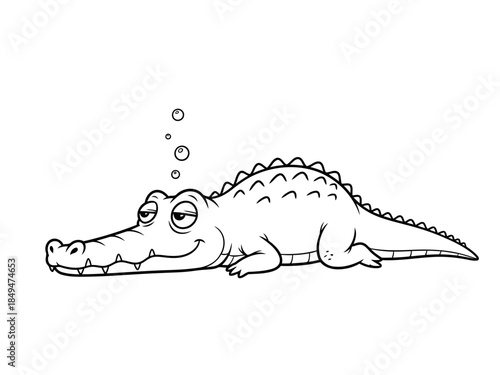 Cute cartoon crocodile with bubbles