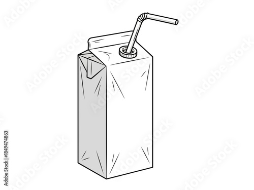 Empty milk carton with a straw on a
