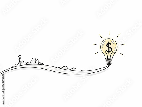 Light bulb with dollar sign inside representing financial ideas and business concepts