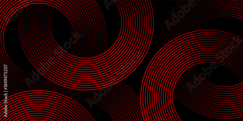 Abstract glowing circle lines on dark blue background. Geometric stripe line art design. Modern shiny blue lines. Futuristic technology concept. Suit for poster, cover, banner, brochure, website