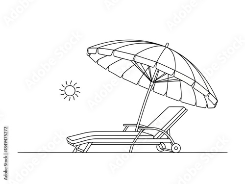 Relaxing beach chair with umbrella sand