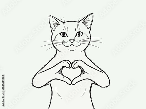 Cute cat making a heart shape with its paws